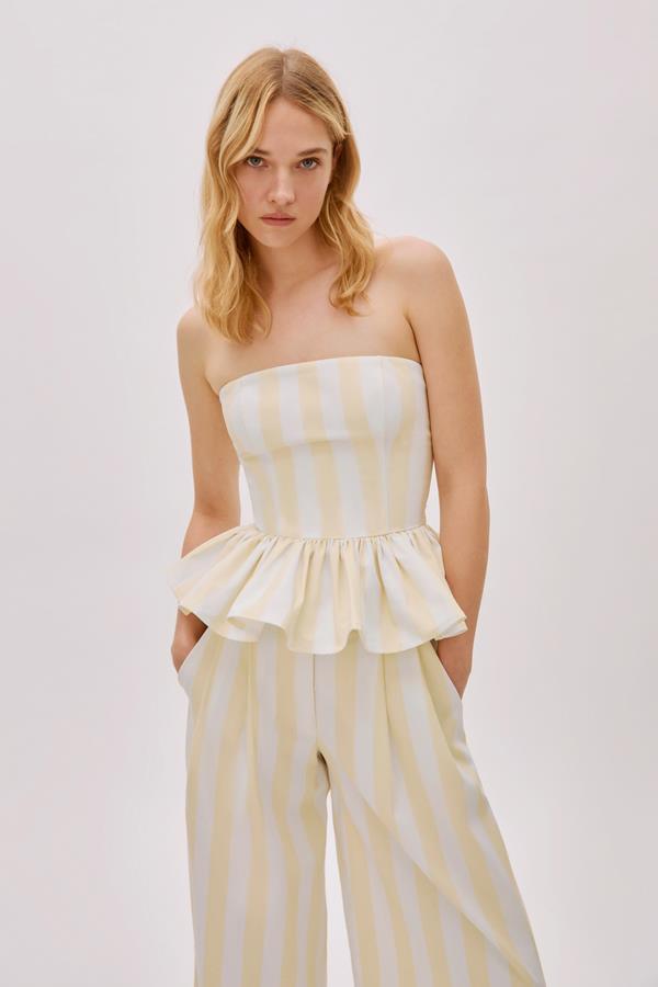 Eclipse Yellow Striped Cotton Bustier Top