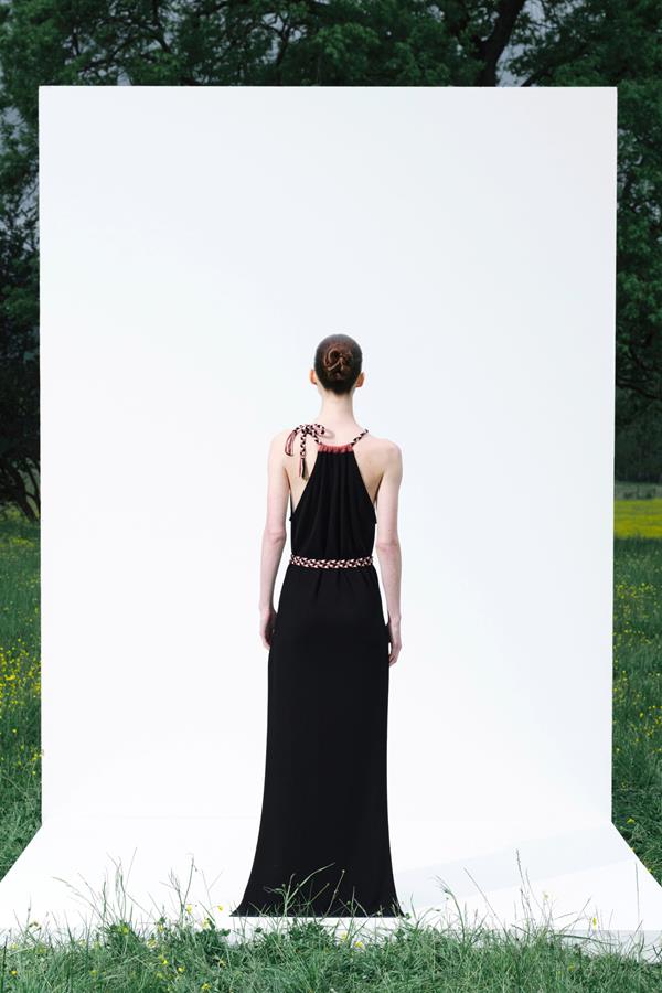 Gaia Black Braided Belt Jersey Maxi Dress