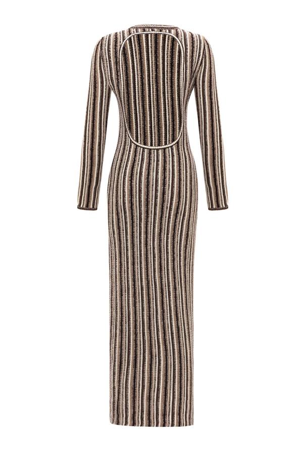 Juniper Backless Striped Wool Maxi Dress