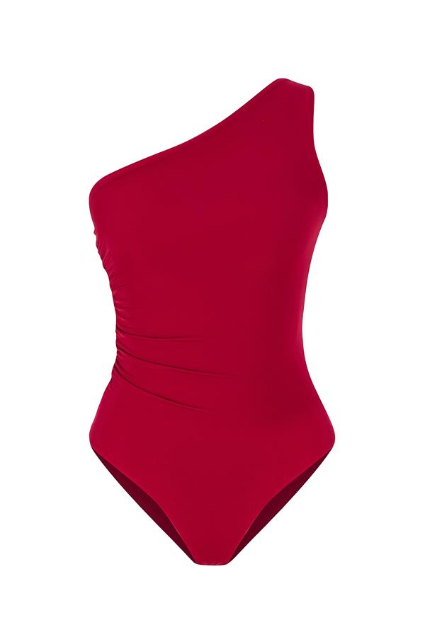 May Cranberry One Shoulder Swimsuit