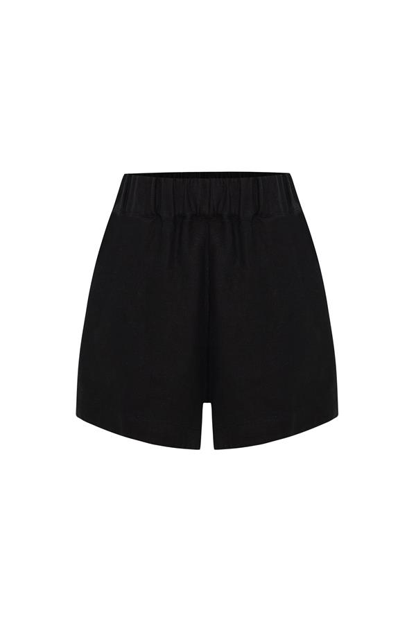 Luna Black Linen Shorts
