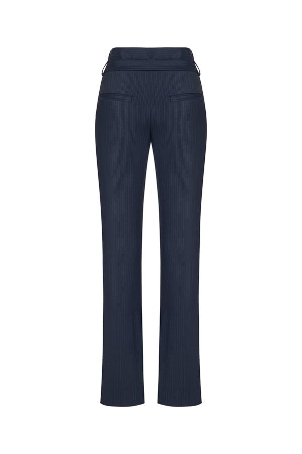 Midnight Navy Wool Pinstripe Pants