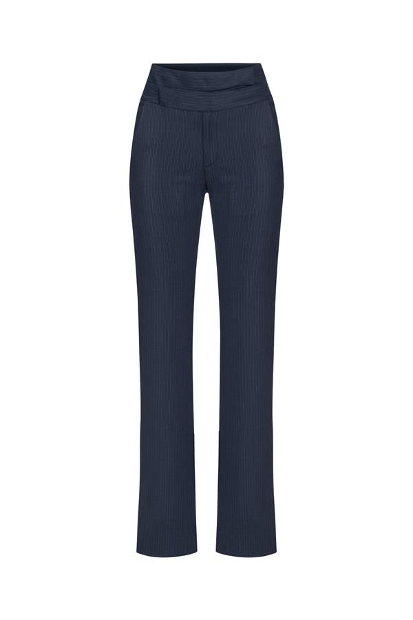 Midnight Navy Wool Pinstripe Pants