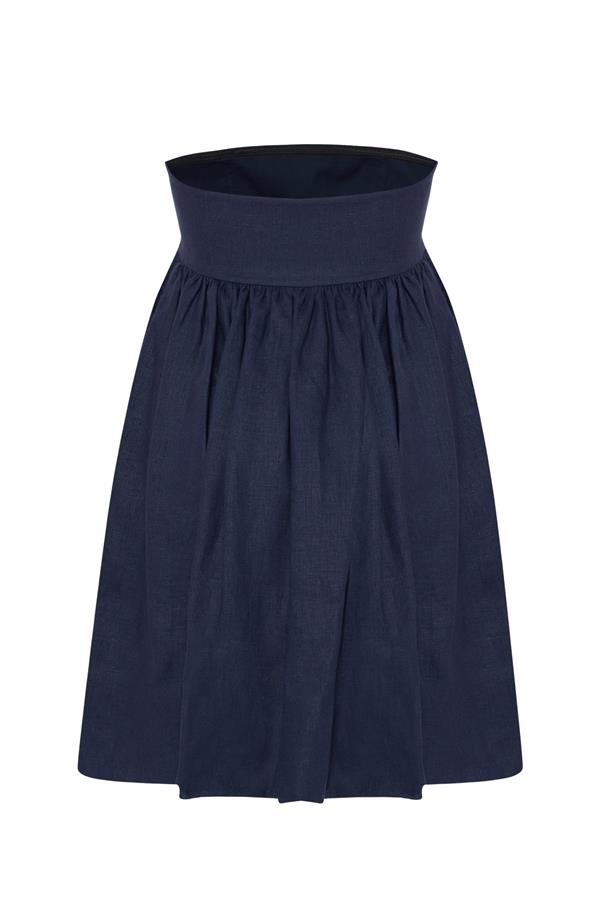 Mykonos Navy Linen Strapless Mini Dress