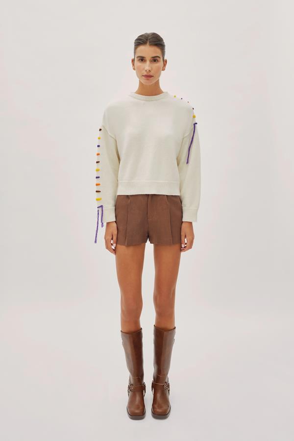 Rhea Cappuccino Linen Pleated Shorts