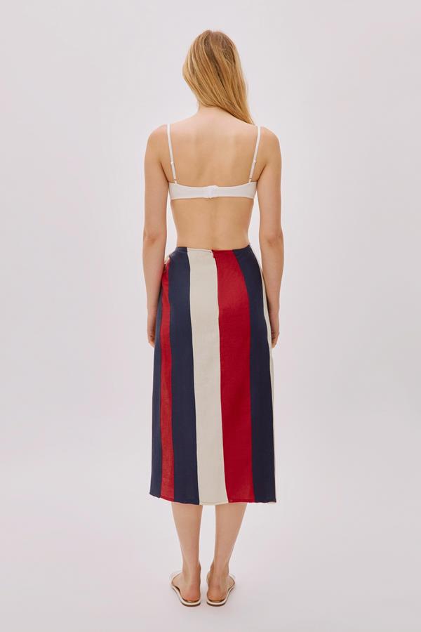 Soho Colour Block Linen Wrap Skirt