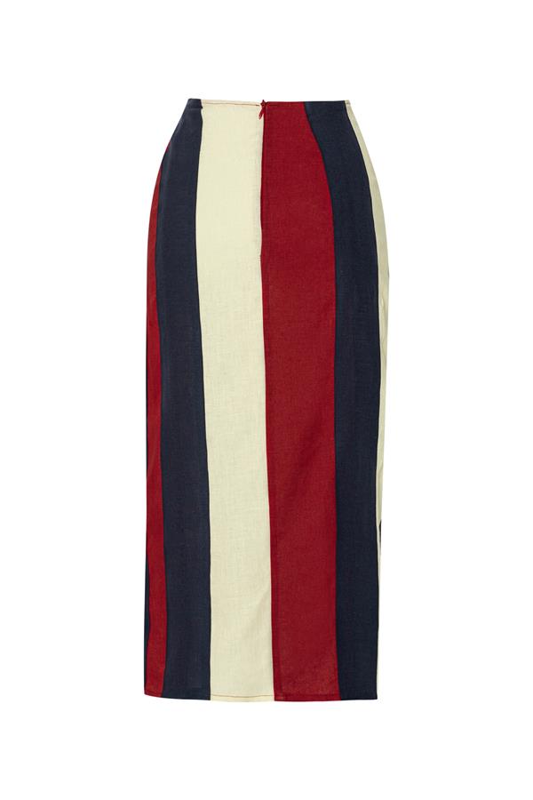 Soho Colour Block Linen Wrap Skirt