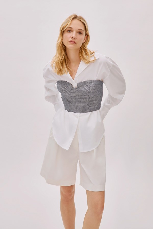 Tara Ecru Wool Relaxed Shorts