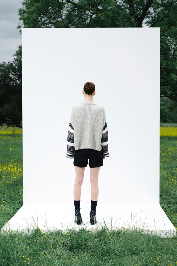 Sutton Barley Waffle Knit Striped Wool Sweater