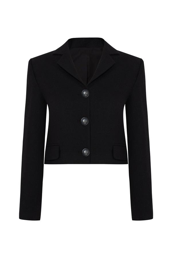 Tara Black Wool Crop Jacket