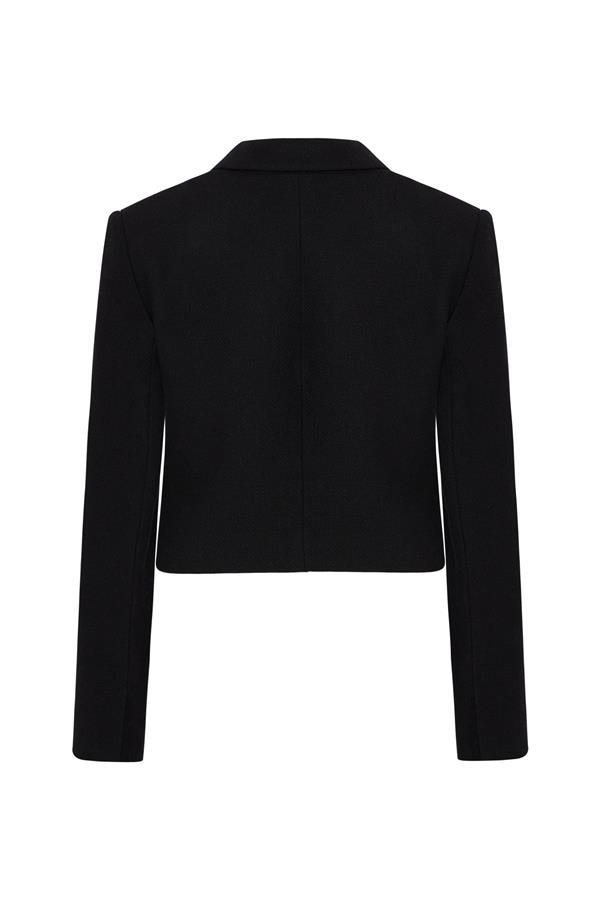 Tara Black Wool Crop Jacket