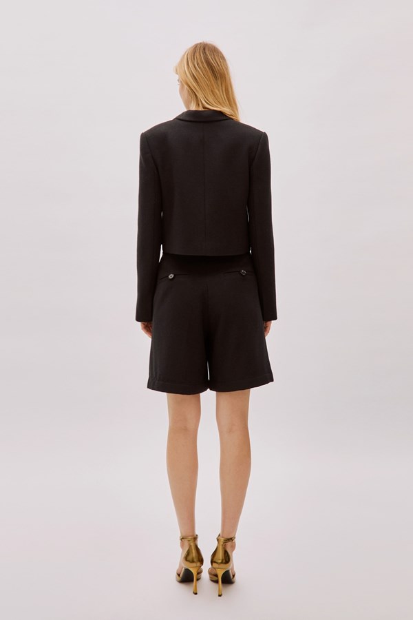 Tara Black Wool Relaxed Shorts