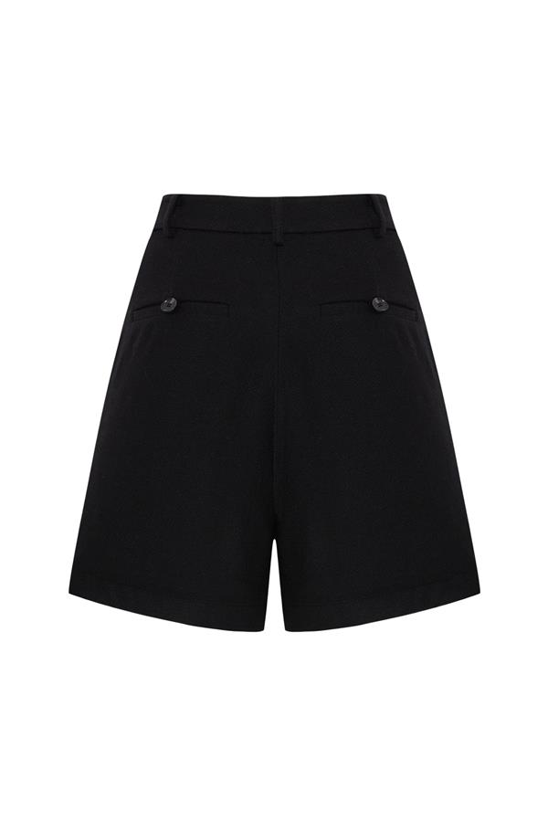 Tara Black Wool Relaxed Shorts