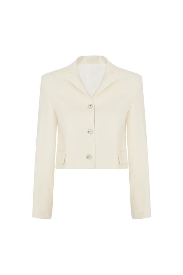 Tara Ecru Wool Crop Jacket