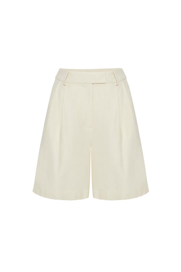 Tara Ecru Wool Relaxed Shorts