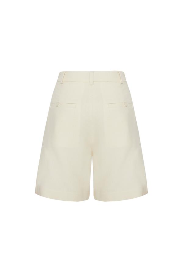 Tara Ecru Wool Relaxed Shorts