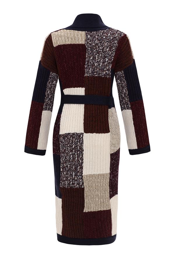 Vivienne Colour Block Wool Midi Robe Cardigan
