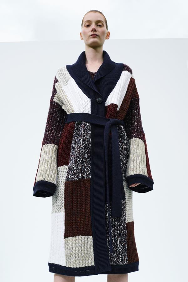Vivienne Colour Block Wool Midi Robe Cardigan