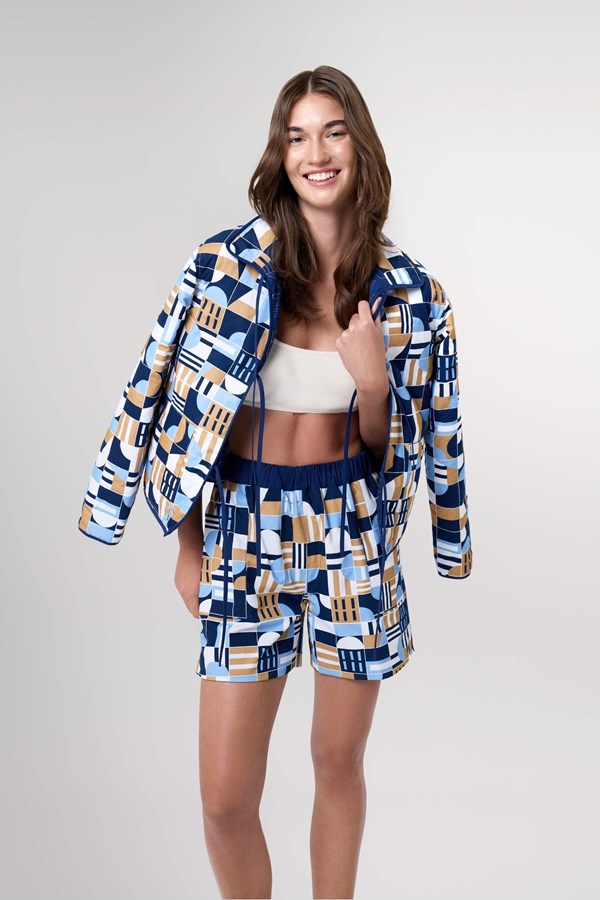 Serena Geometric Tie Front Jacket