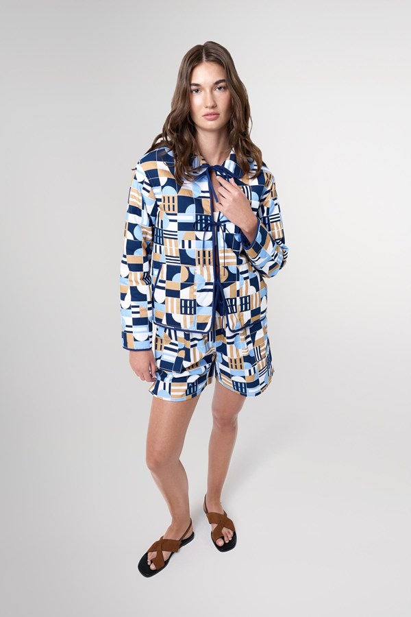 Serena Geometric Tie Front Jacket