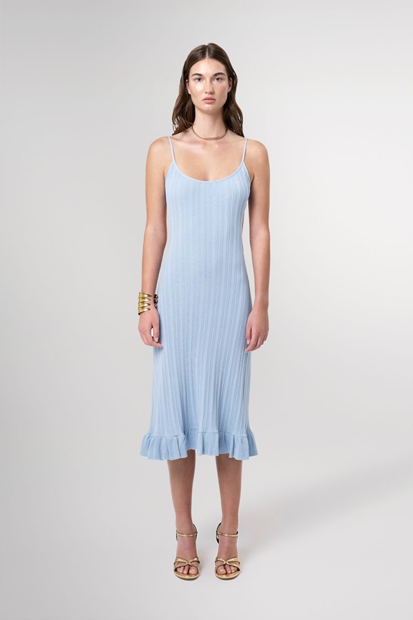Camille Pale Blue Ribbed Midi Dress