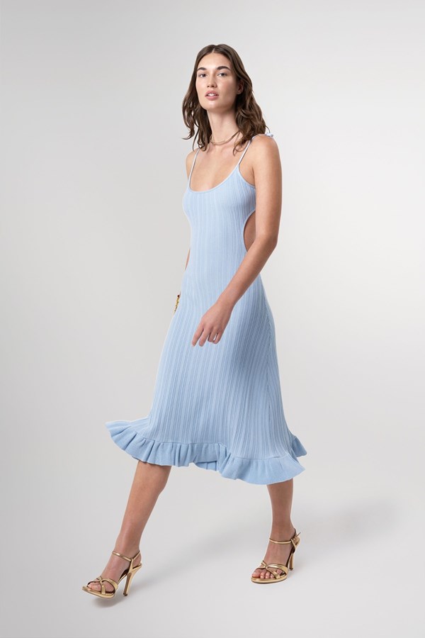 Camille Pale Blue Ribbed Midi Dress
