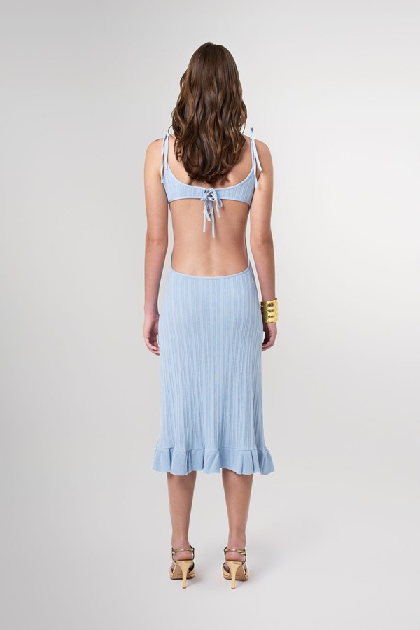 Camille Pale Blue Ribbed Midi Dress
