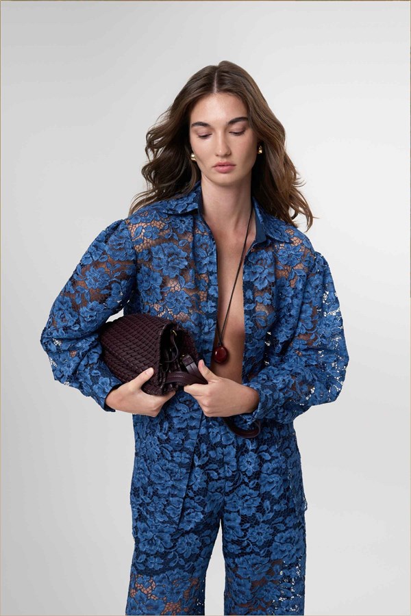 Anna Washed Indigo Lace Shirt