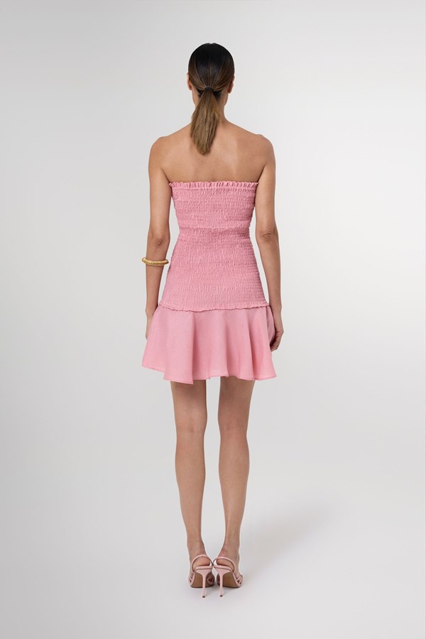 Fraise Smocked Linen Mini Dress