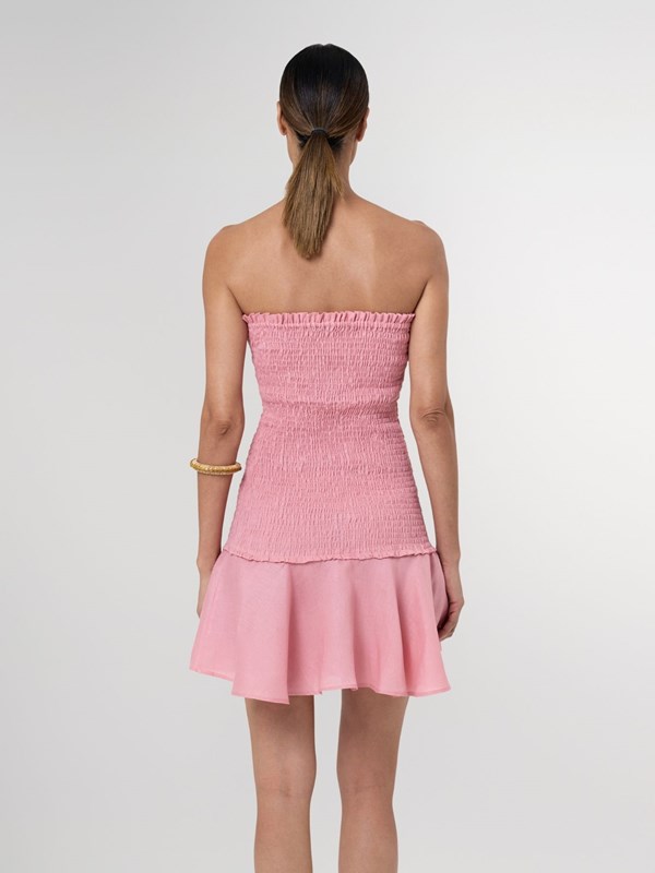 Fraise Smocked Linen Mini Dress