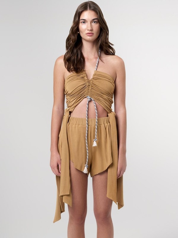  Annabeth Viscone Halter Neck Rope Tie Top