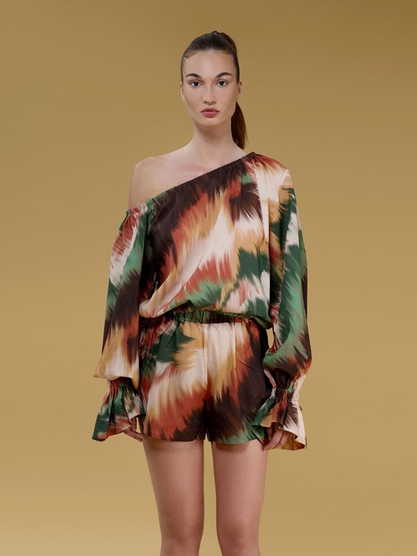 Theia Printed Off Shoulder Top