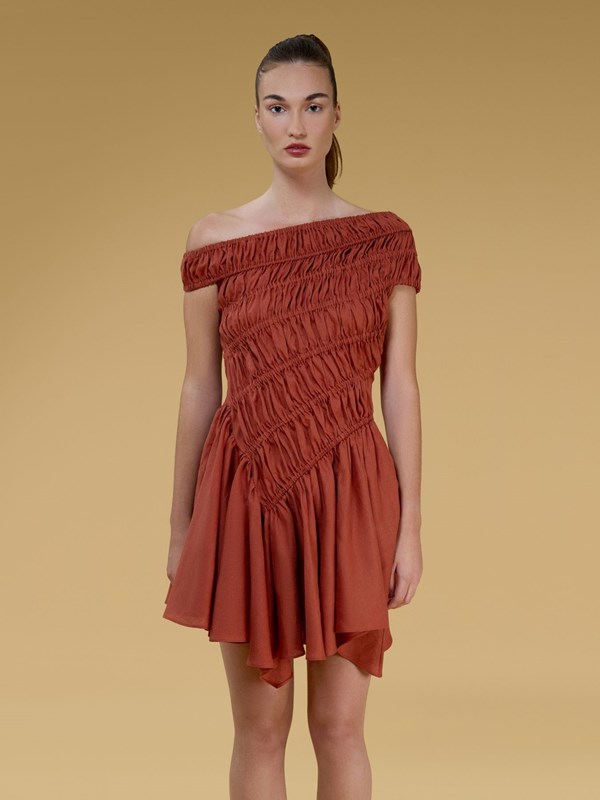Terra Off Shoulder Linen Mini Dress