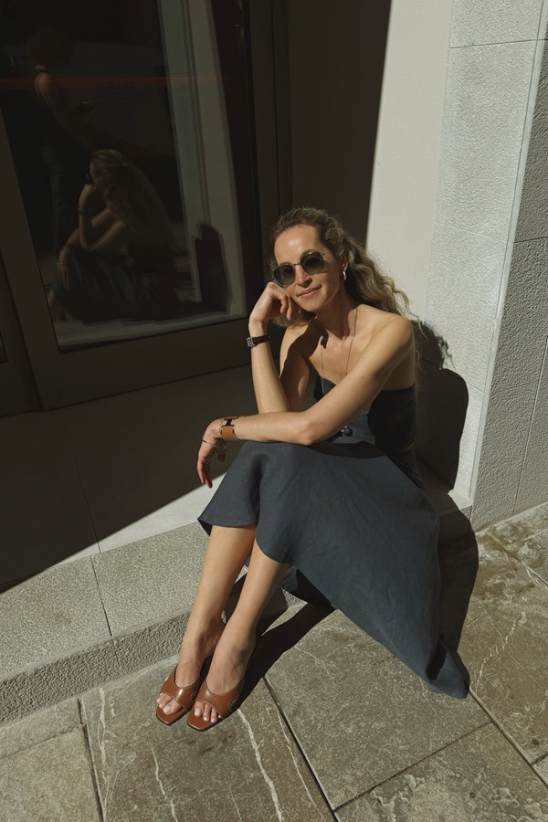 Clara Indigo Linen Maxi Skirt