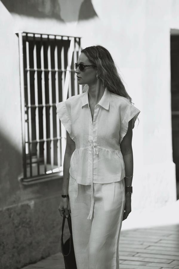 Galia Ecru Linen Pants