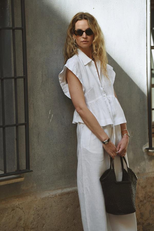 Galia Ecru Linen Pants