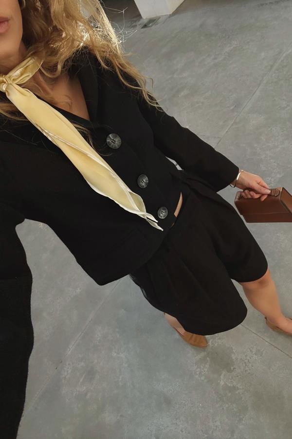 Tara Black Wool Crop Jacket