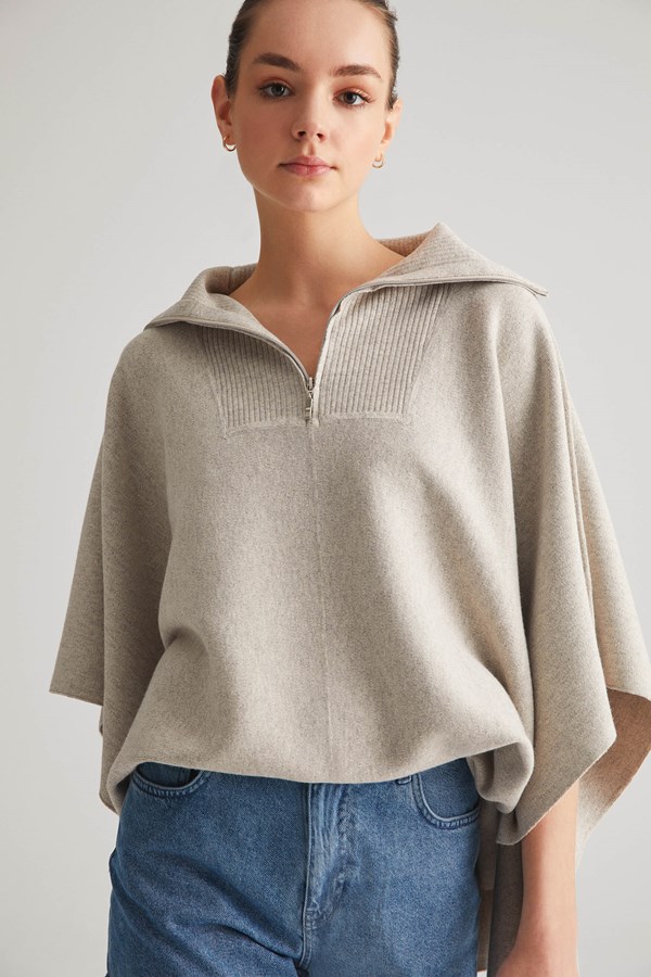 Cashmere Blend Oatmeal Cape