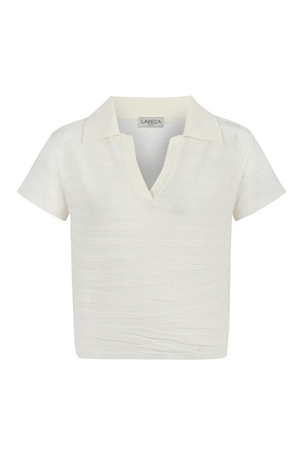 Ecru Textured Polo T-Shirt