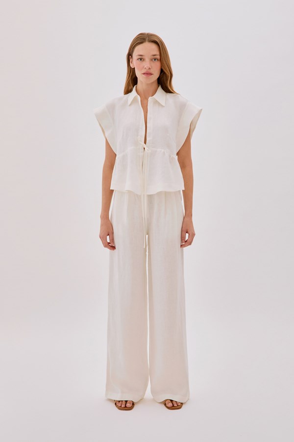 Galia Ecru Linen Pants