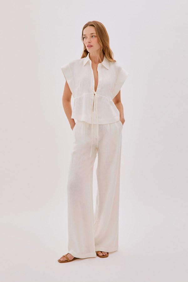Galia Ecru Linen Pants
