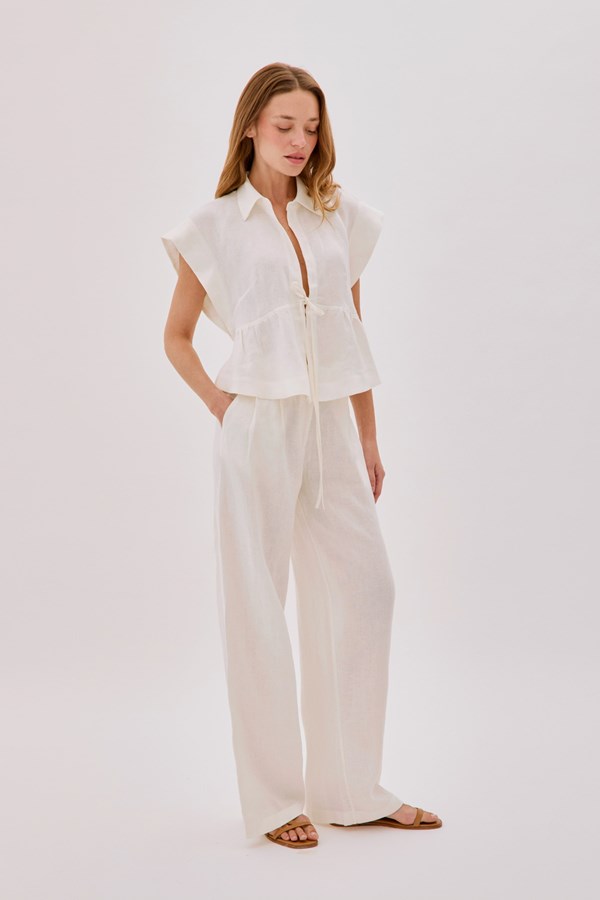 Galia Ecru Linen Pants