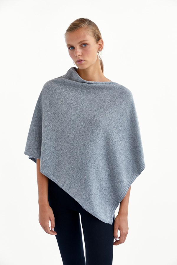 Grey Cashmere Poncho