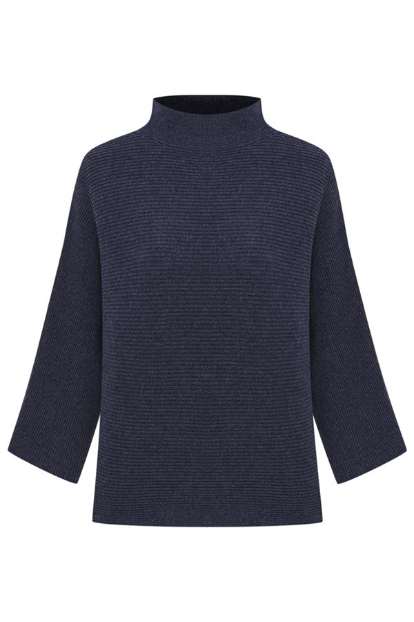 Indigo Blue Cashmere Cowl Neck Sweater