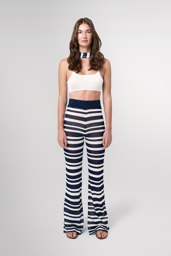 Mira Sheer Knitted Striped Trousers