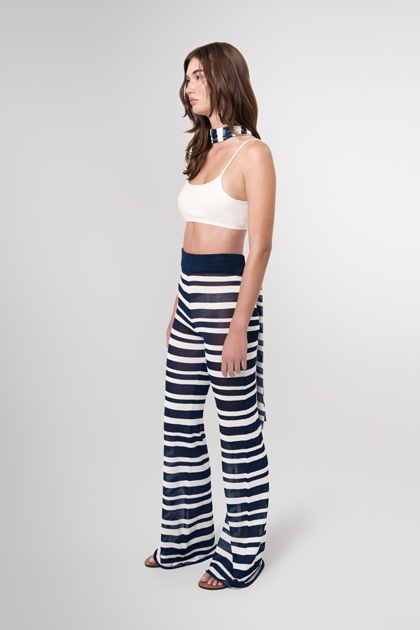Mira Sheer Knitted Striped Trousers