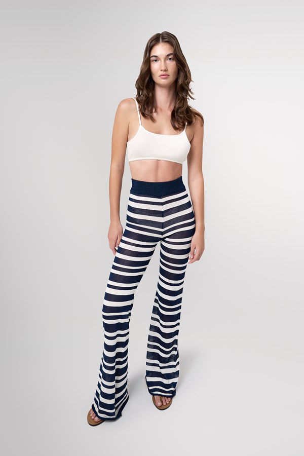 Mira Sheer Knitted Striped Trousers