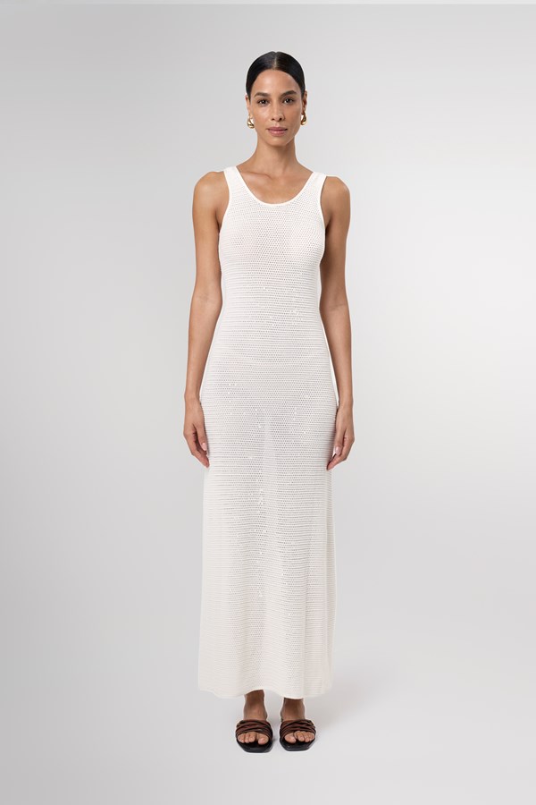 Daisy Off White Ribbed Maxi Dress