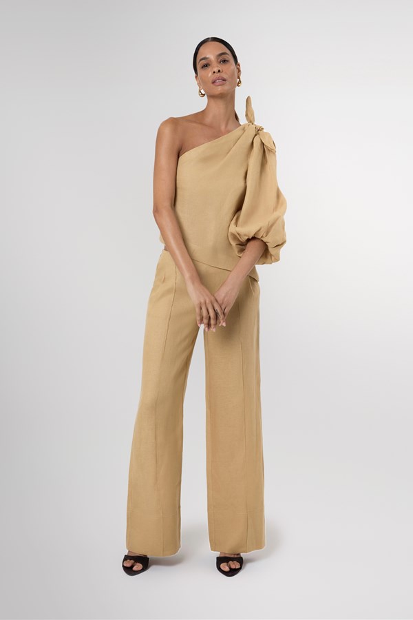 Naomi Camel Palazzo Leg Linen Pants