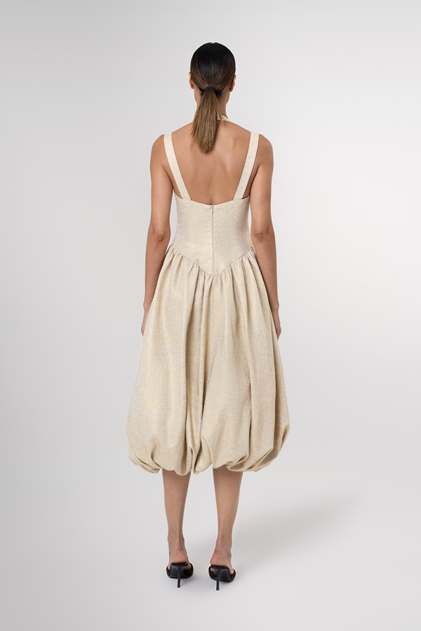 Anok Drop Waist Bubble Hem Midi Dress